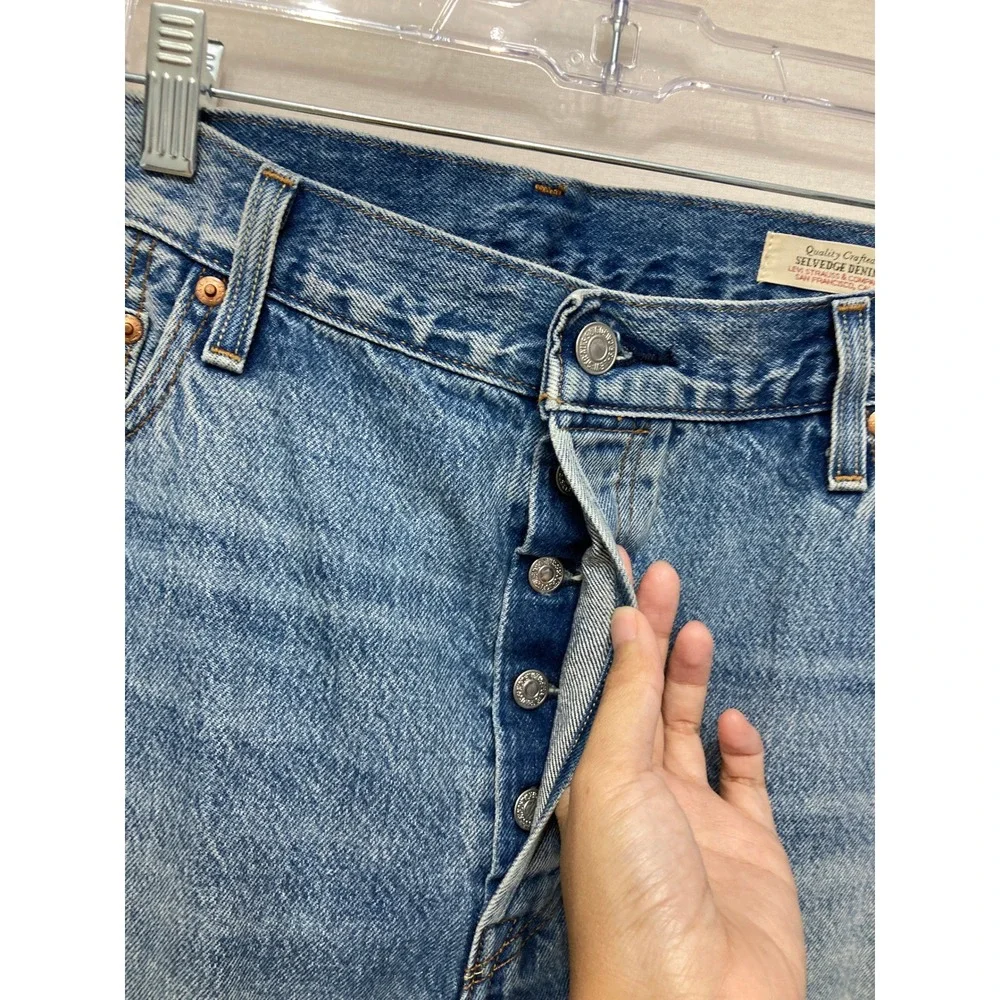 Levi's Premium 501 Jeans W34 L30 Blue Selvedge Denim Straight Leg Button Fly